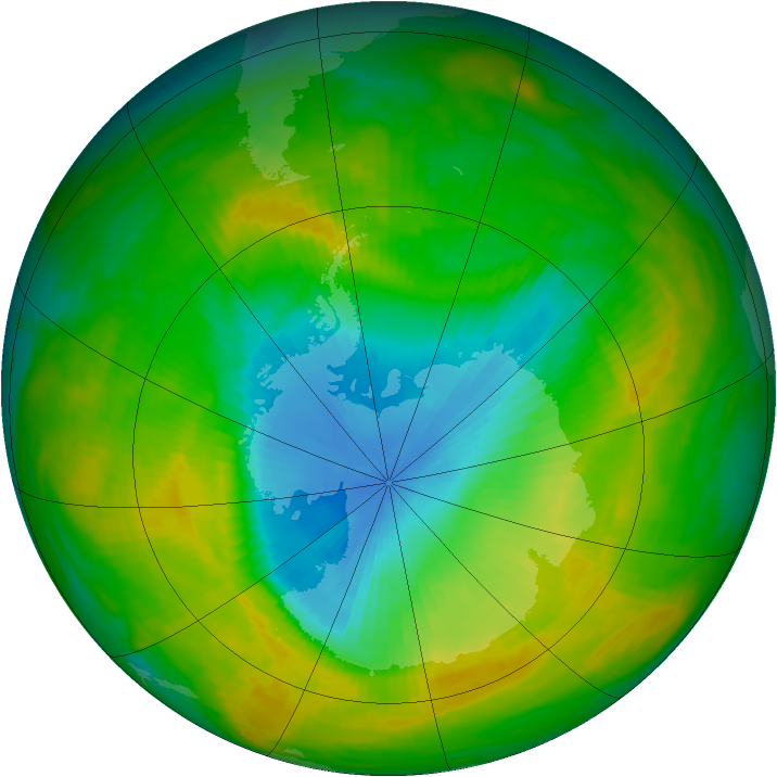 Antarctic ozone map for 18 November 1982